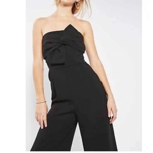 Topshop black bow strapless jumpsuit